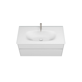 Glass washbasin, back side lacquered in frontcolour incl. vanity unit SGAQ100 - burgbad